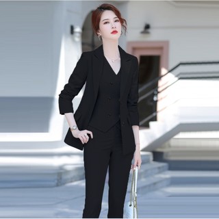 Bộ đồ vest nữ công sở áo vest tay dài quần dài áo gilê tj33