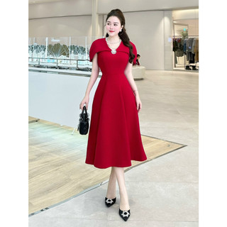 Váy Đỏ Dự Tiệc Noel Tết Cưới MAY M48 Phủ Vai Tặng Tag Cài – Đầm Đỏ Dự tiệc Thiết Kế Sang Trọng Chuẩn MAY
