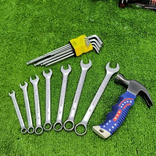 Combo 7 khoá cờ lê vòng miệng lục giác bi và búa loại tốt
