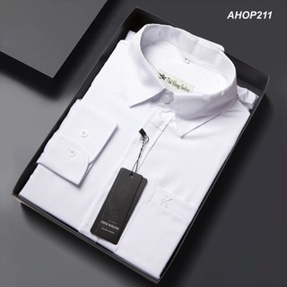 Áo sơ mi trắng nam dài tay cao cấp vải lụa mềm mịn co giãn nhẹ mặc mát AHOP21