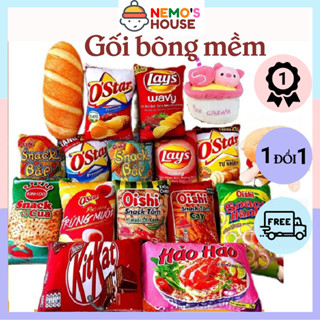 Gấu bông 3D in hình bánh snack mì tôm ngộ nghĩnh cho bé, gối ôm hình bánh snack mì tôm mềm mịn, gấu bông giá rẻ