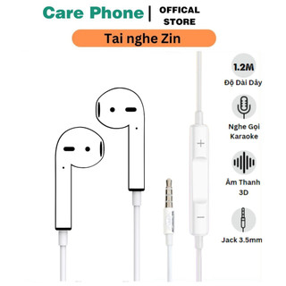 tai nghe có dây nhét tai jack 3.5mm màu trắng, fullbox, có micro đàm thoại tích hợp dành cho máy 5/6/Laptop/PC/Máy Tính