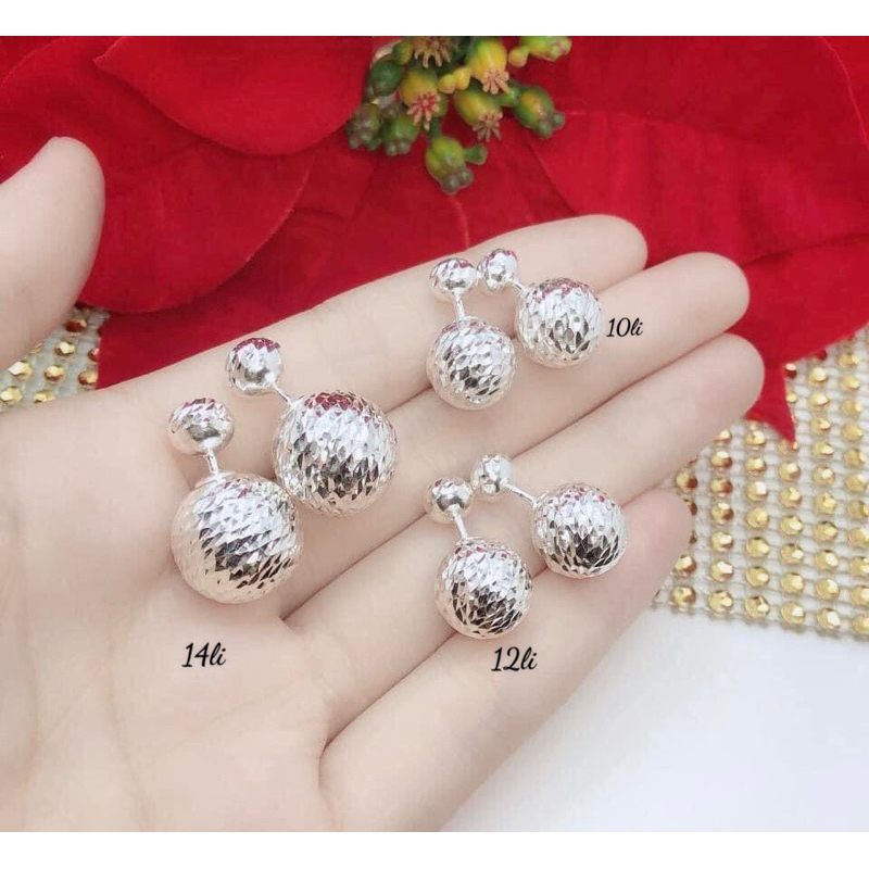 Bông tai BẠC TA hình dior Bạc phay sáng