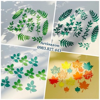 Lá họa tiết từ giấy mỹ thuật - Trang trí scrapbook, love box, album, thiệp... (Túi 06 chiếc hoặc 10 chiếc)