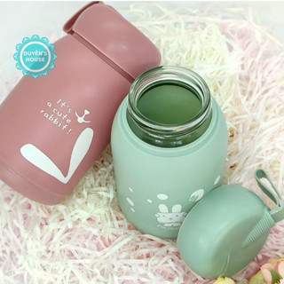 [Mẫu Mới - Ảnh Thật] Bình Nước Giữ Nhiệt Thủy Tinh Bọc Nhựa 300ml Hình Thỏ Đáng Yêu - P085
