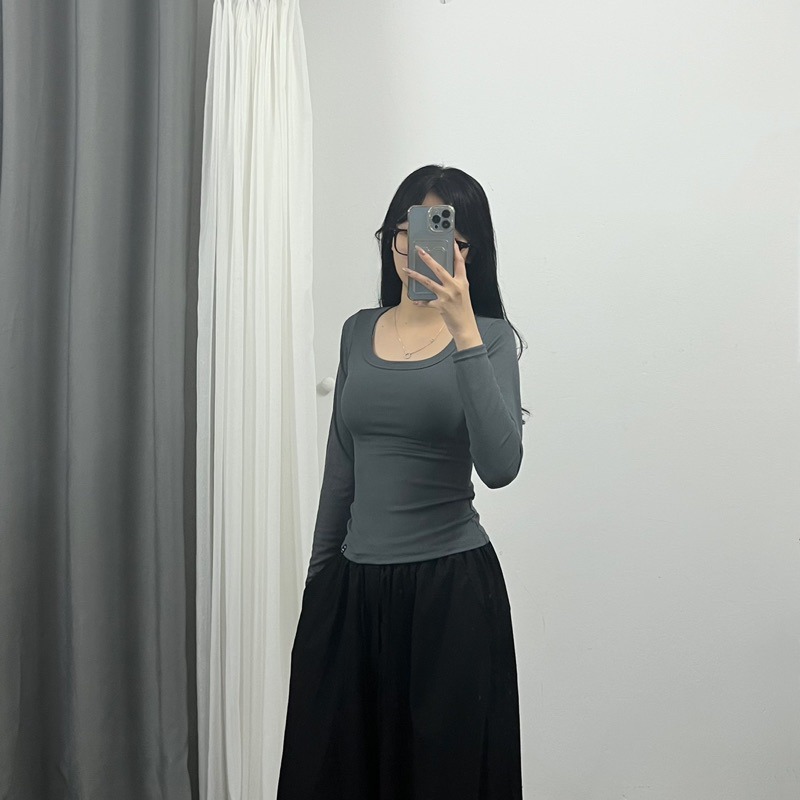 Áo thun tăm tay dài CỔ VUÔNG A40 | BigBuy360 - bigbuy360.vn