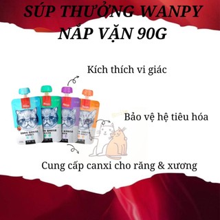 Súp thưởng dạng tuýp nắp vặn Wanpy 90g cho mèo