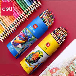 Bút Chì Màu Dạng Cốc 24/36/48 Màu Bút Chì Màu Deli Tươi Sáng Gỗ Tự Nhiên Tô Màu Vẽ Tranh Phác Thảo Học Sinh Thiết Kế