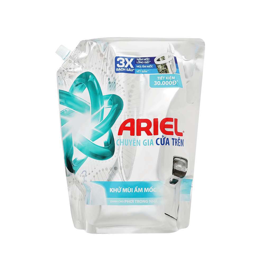 Nước giặt Ariel chuyên gia cửa trên khử mùi ẩm mốc/dịu nhẹ túi 1.8kg