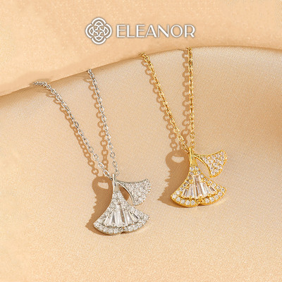 Dây chuyền nữ titan Eleanor Accessories mặt hình cánh quạt đính đá vòng cổ phụ kiện trang sức 6637
