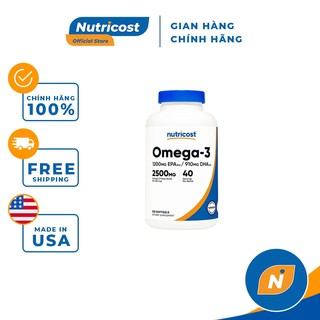 Viên Dầu Cá Hỗ Trợ Sức Khỏe Tim Mạch Nutricost Omega 3 2400Mg