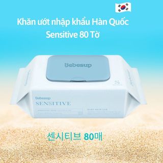 Khăn giấy ướt BEBEBSUP SENSITIVE 80 tờ nhập khẩu Hàn Quốc thích hợp cho làn da nhạy cảm