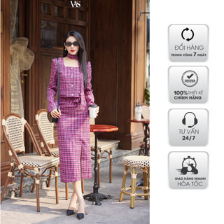 Set chân váy tweed nữ VANANHSCARLET dài tay croptop S004F23