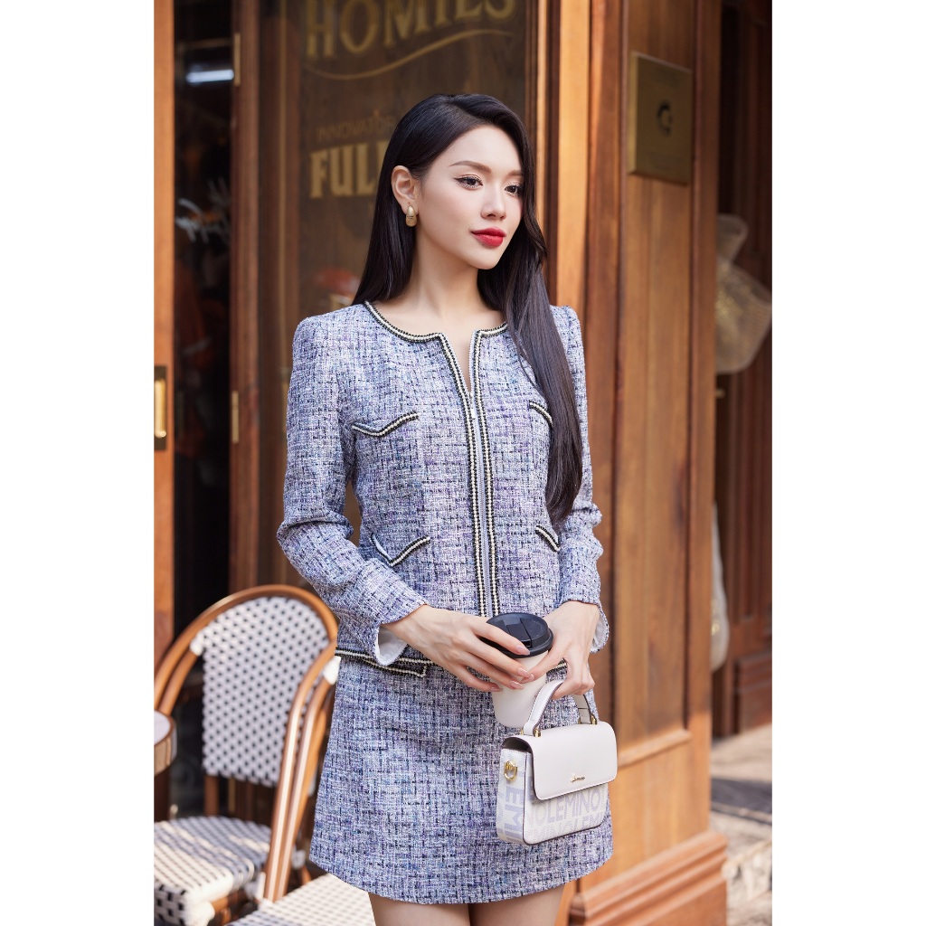 Set tweed VANANHSCARLET nữ chân A AK11S23