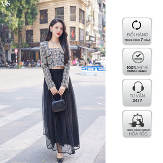 Set áo tweed nữ vananhscarlet kèm chân váy dập ly s002f23
