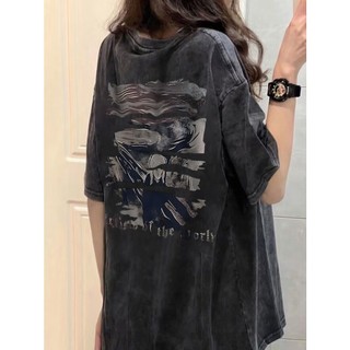 Focus local brand vintage nâu xám áo phông nữ đẹp cổ tròn áo thun unisex form rộng ulzzang 100%cotton