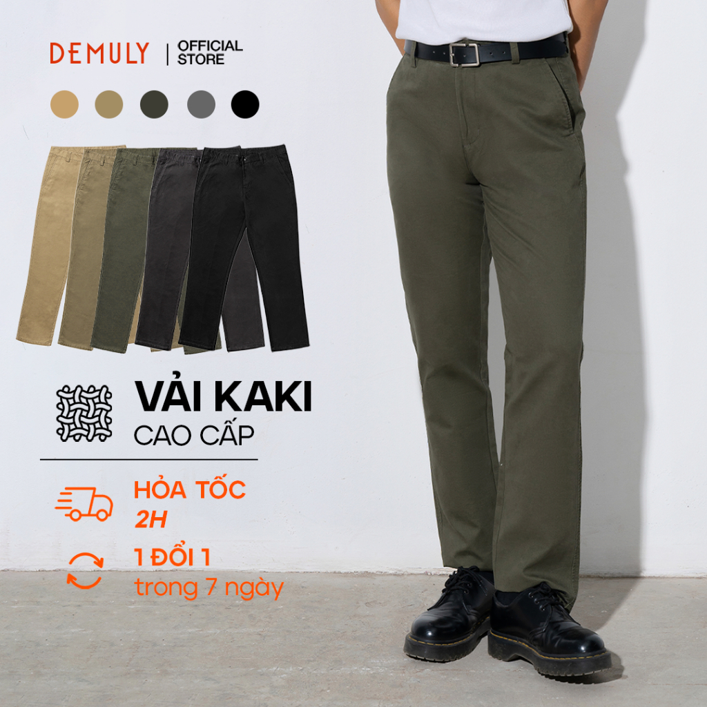 Quần Kaki dài basic nam công sở cao cấp ống suông DEMULY Kaki Trousers DCS1 - vải siêu mát