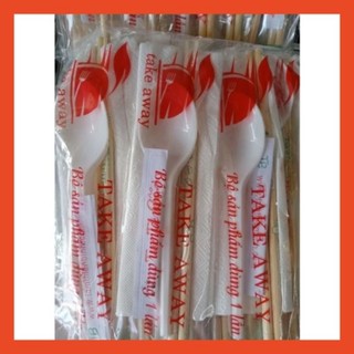 100 bộ Combo Take away Tiện Lợi ( 1 muỗng, 1 tăm giấy, 1 đôi đũa, 1 giấy ăn)