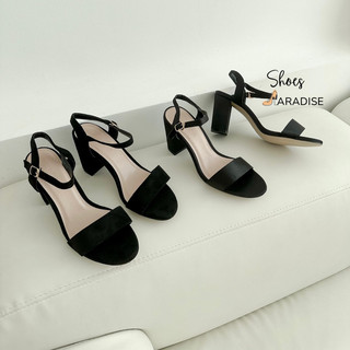 Giày sandal nữ quai ngang cao gót 7cm hở gót đế trụ gót vuông ShoesParadise SH038