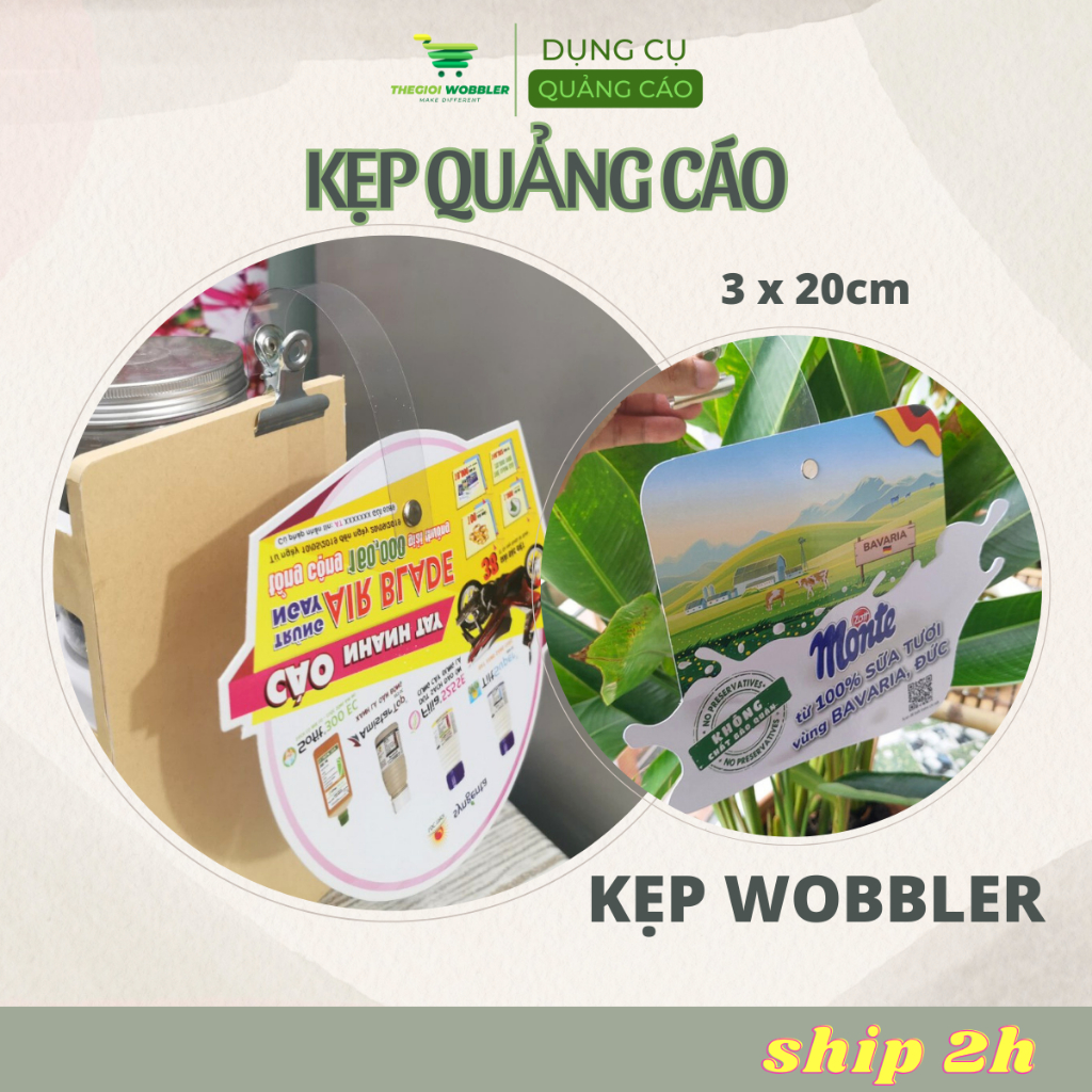 Kẹp wobbler dây nhựa trong PVC, set 30 cái kẹp quảng cáo siêu thị, kẹp khuyến mãi, kẹp bảng giá siêu