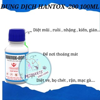 Hantox 200 100ml dung dịch pha nước phun, phòng và diệt muỗi, ruồi, kiến, gián, rận, ve, mạt gà