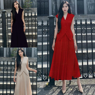 Set áo ghi lê chân váy dài thanh lịch, sang trọng