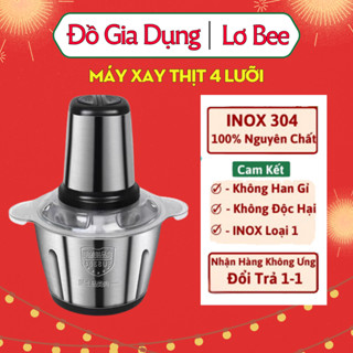 Máy Xay Thịt Cầm Tay Cối Xay Inox 4 Lưỡi Công suất 300W , Xay Cua Cá, Tỏi Ớt, Rau Củ Quả