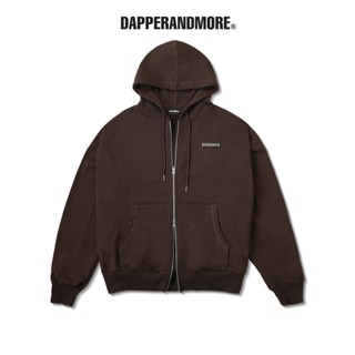 Áo Khoác Hoodie DAPPERANDMORE Metal Zipped Vải Nỉ Chân Cua 100% Cotton Phối Tag Kim Loại - Brown