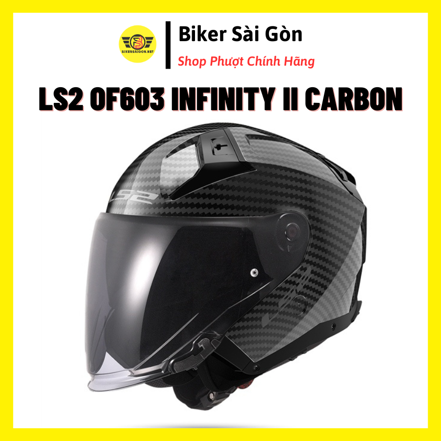 [LS2 CHÍNH HÃNG] Mũ Bảo hiểm 3/4 2 kính LS2 OF603 Infinity II CARBON Bảo hành 5 năm - Biker Sài Gòn
