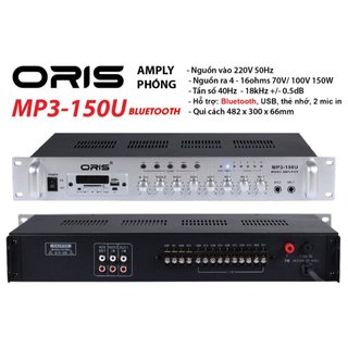 Amply loa phóng thanh oris mp3-150u công suất 150w bảo hành 12 tháng , amply phóng cho ra âm thanh chính xác - oris 150u