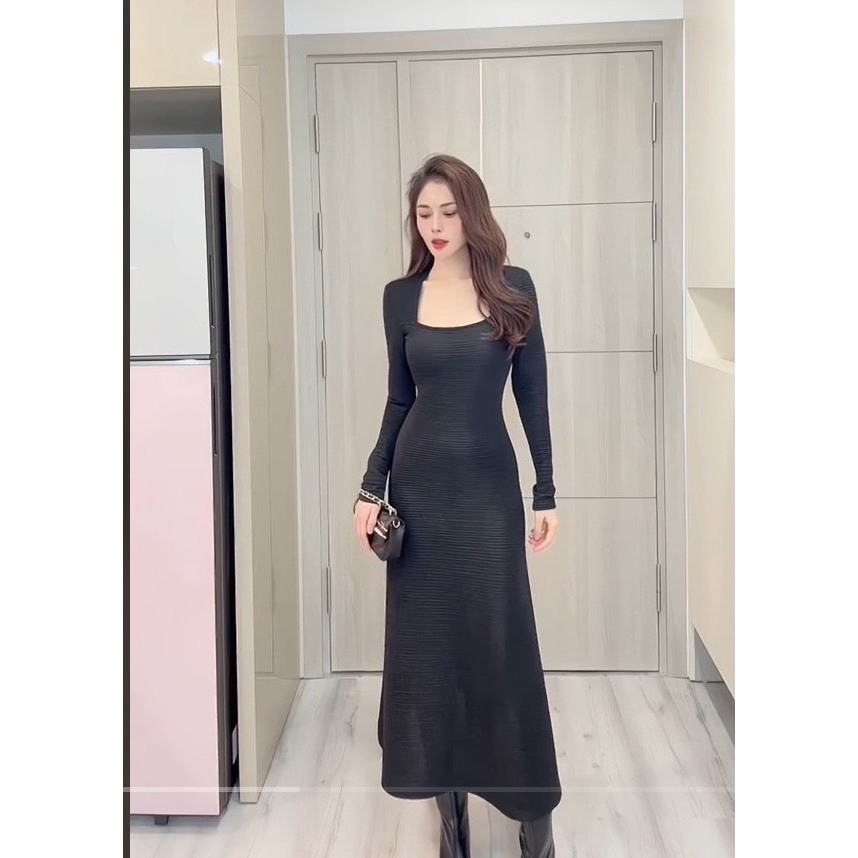 Đầm body nữ dáng dài đuôi cá xốp nhăn, Váy ôm body váy thiết kế không lộ bụng, tôn dáng - Melli