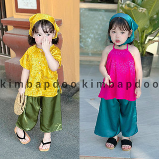   TẶNG tuban khăn bé đội  7-35kg Set Cô Tấm yếm xinh xắn Bộ bà ba cho bé đi chơi lễ hội trung thu chơi tết kimbapdoo 