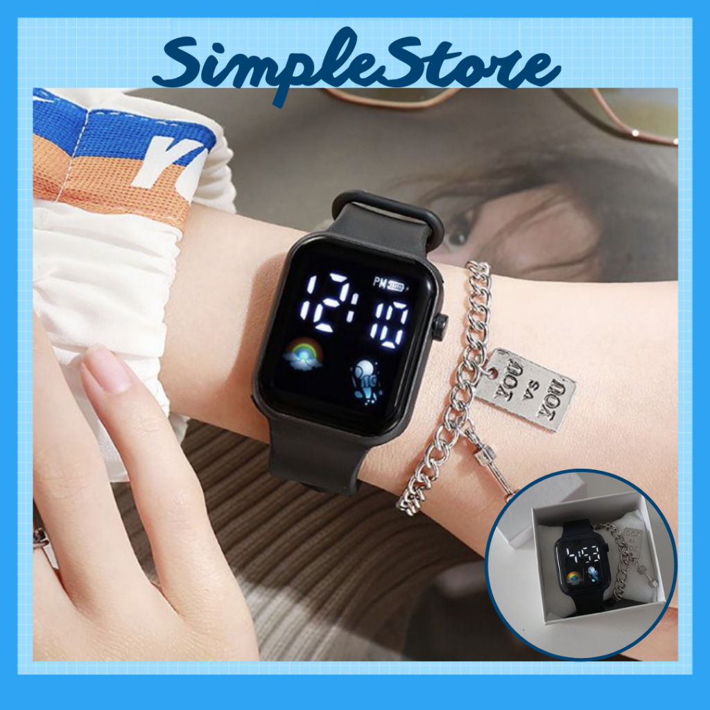 Đồng hồ nam nữ Unisex Led kiểu dáng phi hành gia dây cao su êm tay thời trang cá tính Black 06-001