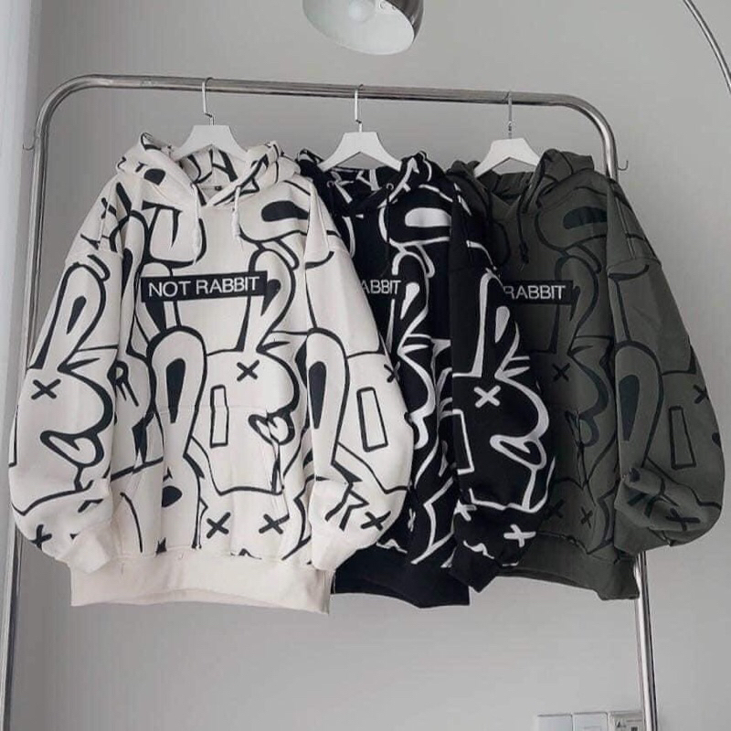 Áo Khoác Hoodie NOT RABBIT - Das -Hoodie tommy Họa Tiết In Trực Tiếp Chất lượng, Áo Hoodie Chất Liệu Vải Nỉ Bông