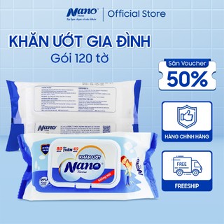  Khăn ướt gia đình 80+40 miếng, Khăn giấy ướt Nano cho bé 120 tờ không mùi có mùi - Nano Tissue