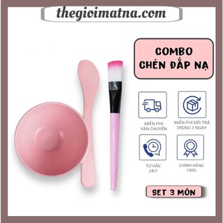 Bộ trộn mặt nạ 3 món: chén nhựa + que trộn mask + cọ