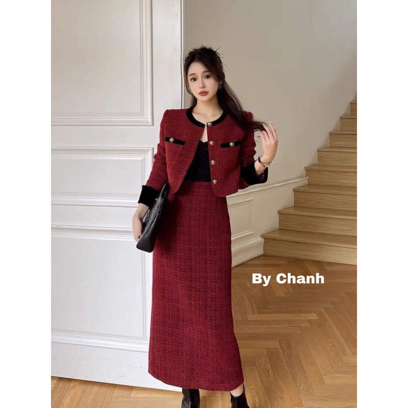 Set váy dạ siêu tôn dáng,sang chảnh tiểu thư
