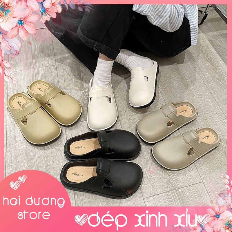 Dép nữ, Sục trơn Giày lười đế 3cm, màu trơn, phong cách đơn giản, dễ phối đồ, chống trượt