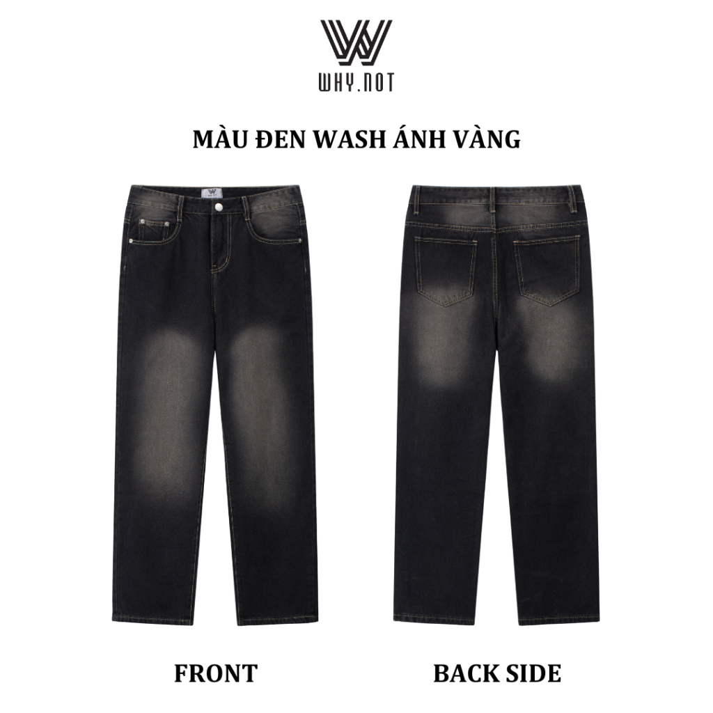 [CÓ BIGSIZE] Quần jean nam Xanh Retro WHY NOT, cạp cao ống suông rộng, quần bò nam xanh loang chất jeans cao cấp JBGWTG