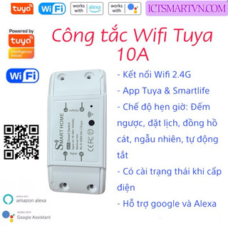 (Giao ngay) Công tắc wifi thông minh Tuya 10A/ 16A tương thích với Google Home và Amazon Alexa