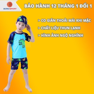 Đồ Bơi Trẻ Em Tặng Kèm Nón Bơi Vải Bộ Đồ Bơi Cho Bé Cao Từ 85cm Đến 125cm Khủng Long Xanh Cleacco DBTE BORO SPORT