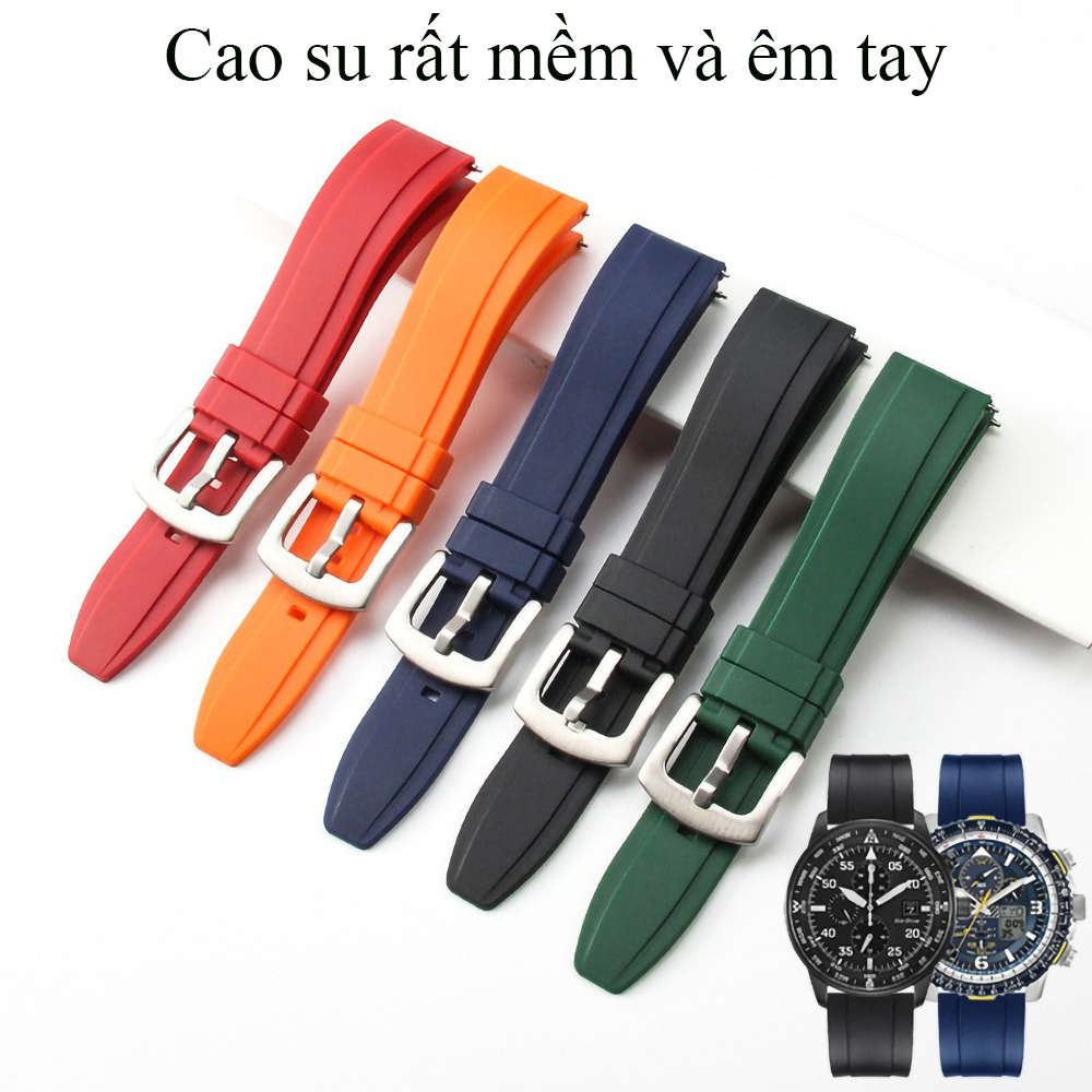 Dây đồng hồ cao su nam nữ size 20mm 22mm 24mm, dây đeo đồng hồ silicon cao cấp chống thấm nước, quai cao su