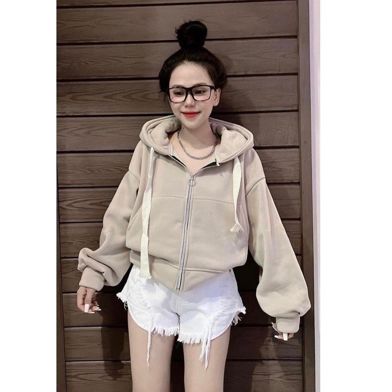 Áo hoodie croptop dáng lửng nỉ ngoại dáng rộng tay bồng siêu hot,hn | BigBuy360 - bigbuy360.vn