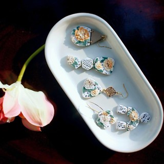 Bông tai Pastel Peony | Trang sức khuyên tai thủ công đất sét polymer | LAM Jewelry