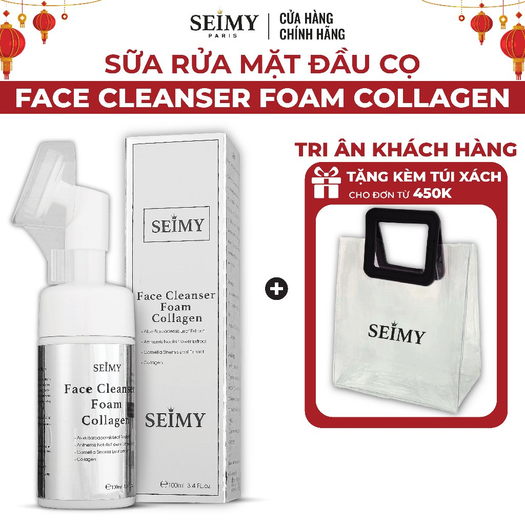 Sữa rửa mặt đầu cọ tạo bọt Seimy - Face Cleanser Foam Collagen