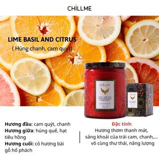 Nến thơm vintage Chillme hương tươi mát sảng khoái 200g - Lime Basil & Citrus