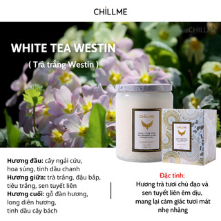 Nến thơm vintage Chillme hương tươi mát nhẹ nhàng 200g - White Tea Westin