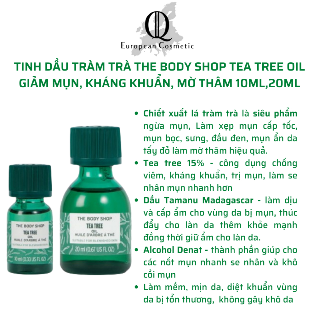 Tinh Dầu Tràm Trà Giảm Mụn Tea Tree Oil, Chấm Mụn, Mờ Thâm The Body Shop