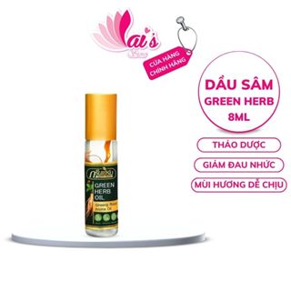 Dầu Lăn Nhân Sâm Thái Lan Green Herb Oil (8ml) Viêm Xoang, Nhức Đầu, Đau Khớp, Đau Bụng, Côn Trùng Cắn Chính Hãng