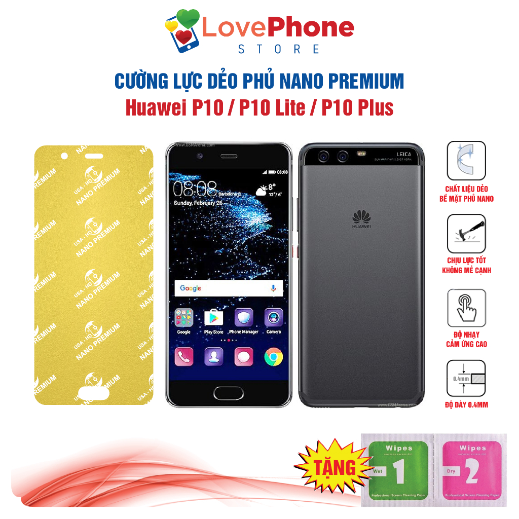 Cường lực Huawei P10 / P10 Lite / P10 Plus  dẻo phủ Nano Premium chống xước bảo vệ màn hình - Love P